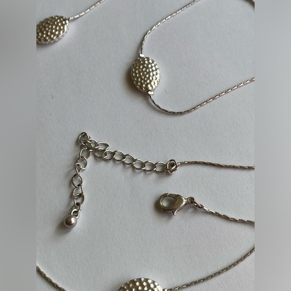 Long Silver Tone Chain Necklace with Large Silver Tone Beads - Picture 2 of 5